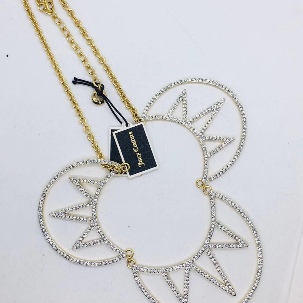NWT Juicy Couture Gold Tone Chunky Pave Link Necklace